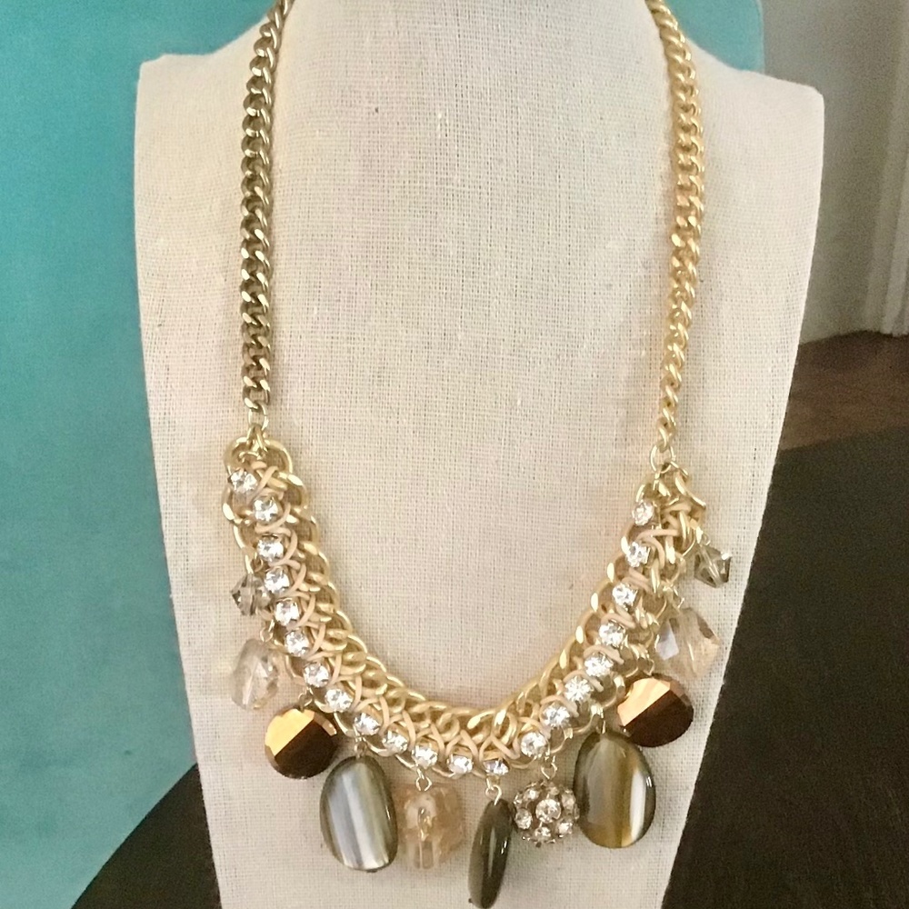 Chico’s Rhinestone Gold Statement Necklace